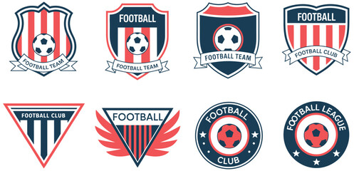 Soccer club logo icon set, football team emblems and badge designs, sporty shield and mascot branding concept, modern vector bundle for leagues, esports teams, apparel, and sports marketing materials. © MD REZAUL 1