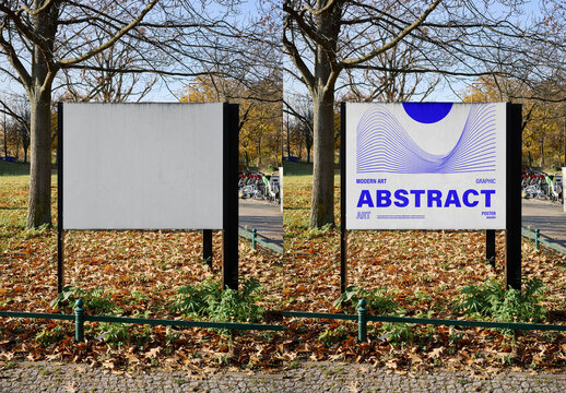 Mockup Of Customizable Poster In Park