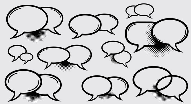 Minimal Speech Bubble Outline Pattern Background Vector Illustration
