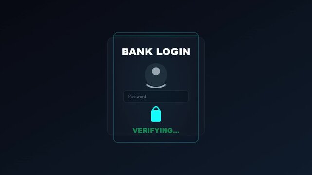 Bank login screen, secure authentication, verification process, cybersecurity interface