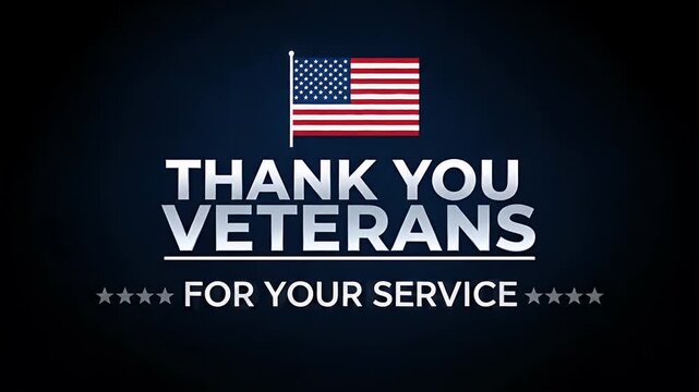 thank you veterans message with american flag for veterans day on dark blue backdrop