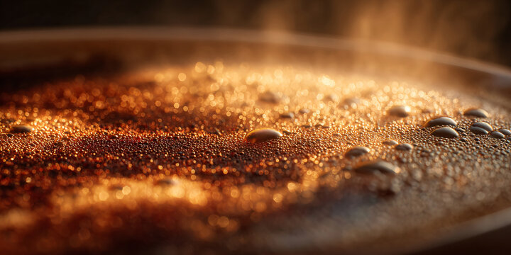 Macro Close Up of Coffee Surface with Rich Crema Texture