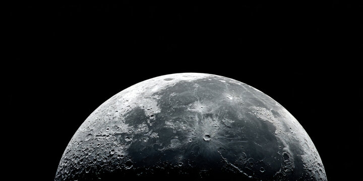 Close Up Moon Surface in Black and White