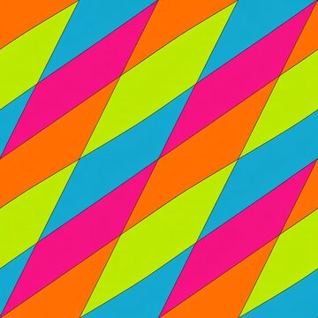 Vibrant Colorful Rhombus Pattern with Diagonal Geometric Diamond Shapes