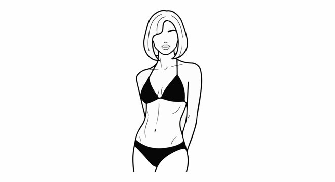 Minimalist line art of a woman in a bikini