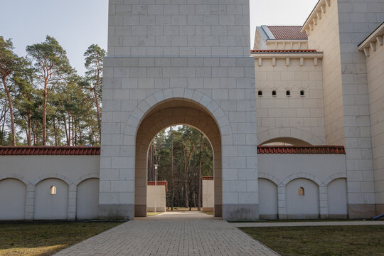 Passage next to New church in Sanctuary of Our Lady of Loretto in Loretto village, Wyszkow County in Poland