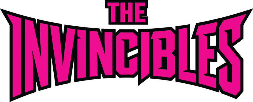 Invincibles vector logo design in comic book style, super hero team title illustration.
