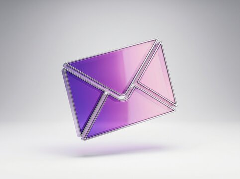 3D render of a purple and pink gradient envelope icon floating for digital communication and email concepts