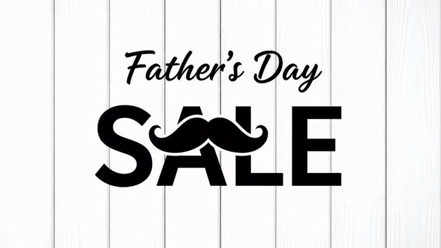 Father's day sale with a mustache icon and shop now button on white wood backgrounds
