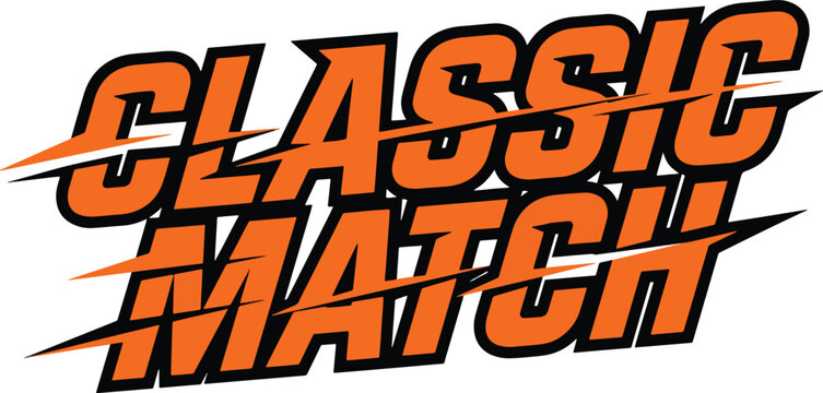 Classic match orange typography with dynamic slash effects for competition and gaming sports events.