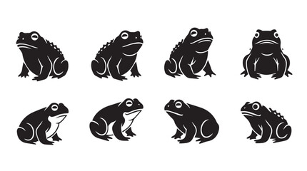 Fototapeta premium Collection of amphibian silhouettes against a white background representing diversity and nature