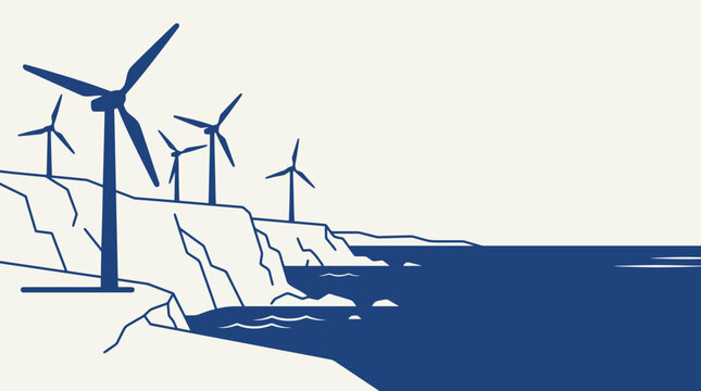 Wind Farm Overlooking Coastal Cliffs