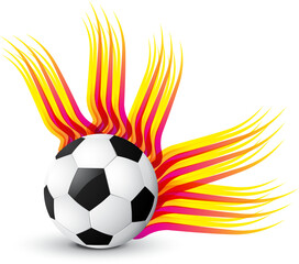 Fototapeta premium Soccer ball, flame, speed, motion, sports, illustration, vector