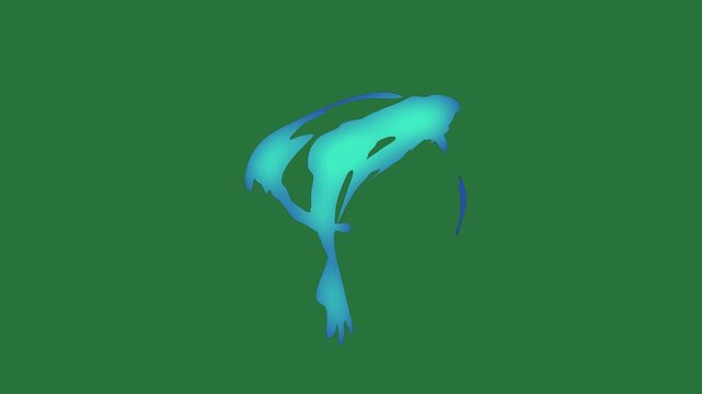 Screen the sky is blue black cat fish elephant rabbit on green screen creative figure scene emotion
