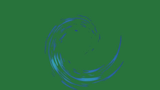 Screen blue bird logo wave circle green screen cartoonish elements scene expression design composition illustration