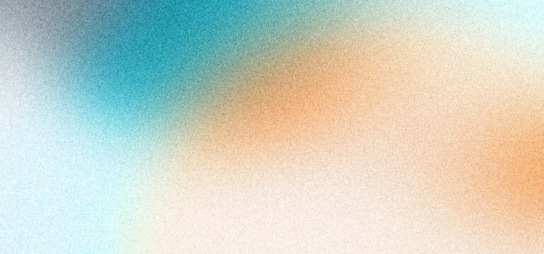 Abstract grainy gradient background, turquoise blue orange beige noise texture header, banner, wallpaper backdrop design
