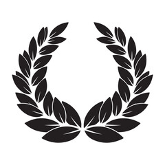 Black laurel wreath vector icon symbolizing victory, achievement, and excellence. Ideal for award certificates, logo design, and heraldic branding © Zulfa