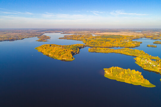 Aerial view of autumn belarusian landscape