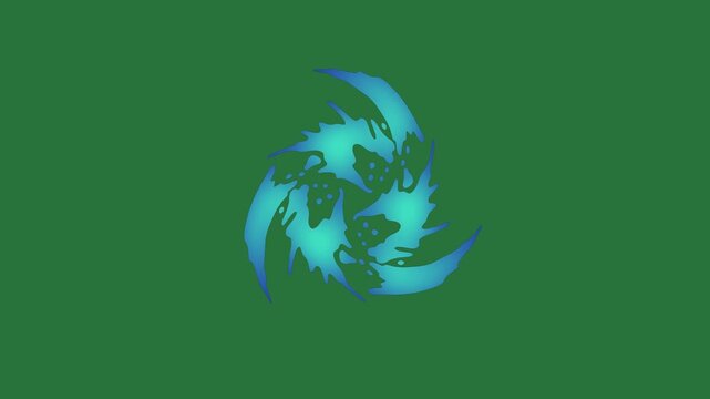 Blue dragon logo screen bird face green screen style figure gesture frame elements motion design