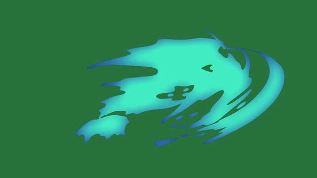 Screen black picture of face blue dog bird on is flying in the sky green screen illustration movement frame design