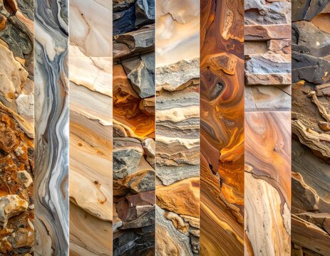 Striking Rock Formations - A Geological Tapestry of Textures and Colors.