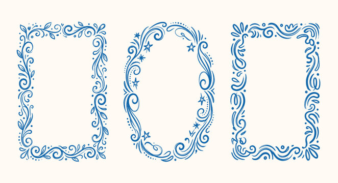 Ornamental label frames. decorative vintage frame and retro badge