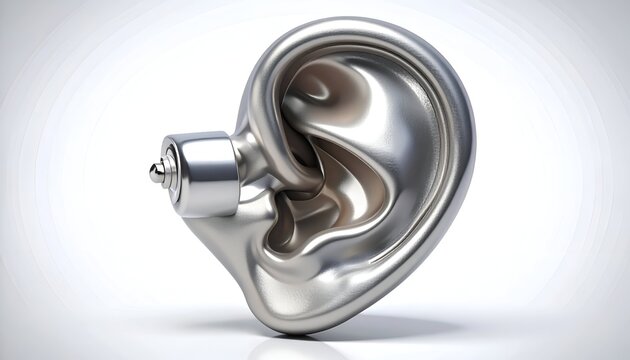 Silver Ear Sculpture - A Unique Artistic Representation of Hearing.