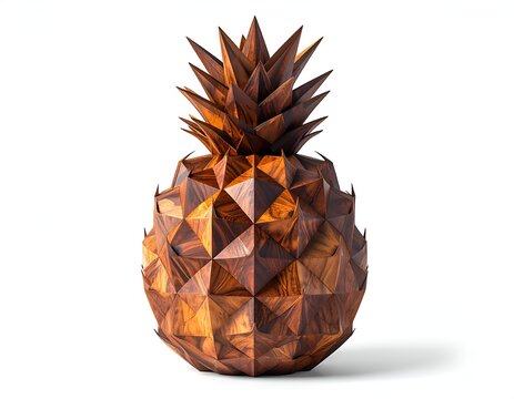 Geometric Wooden Pineapple Sculpture - A Unique Decorative Piece.