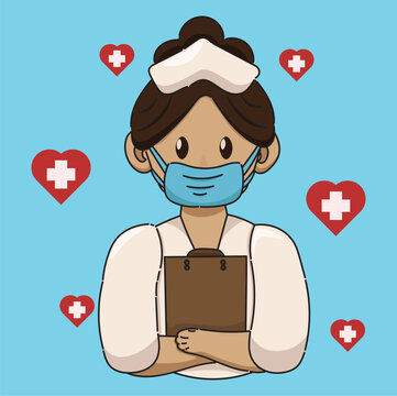 illustration of female nurse, hospital nurse, clinic, nurse icon, maintaining health