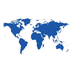 Obraz premium Blue World Map Silhouette Vector Illustration - Global Geography Icon