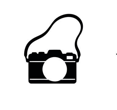  Camera with strap vector flat illustration.