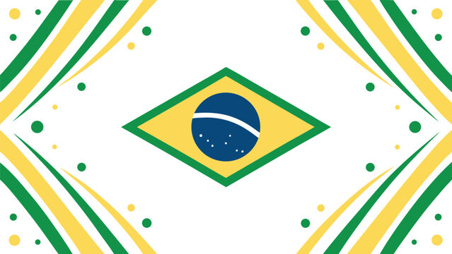 Abstract brazilian flag pattern with green, yellow, and blue colors
