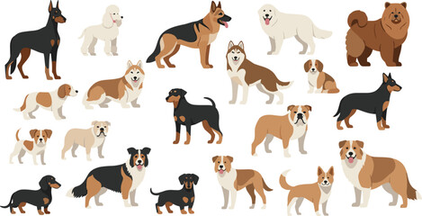 Dog Breed Icon Set with Various Popular and Adorable Dog Illustrations for Pet, Animal, and Pet Care Designs © Rumi
