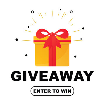 Giveaway Gift Box Illustration with Enter to Win Text for Contest Promotion