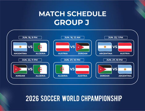 Group J Soccer Fixtures and Match Schedule Template for 2026 Championship