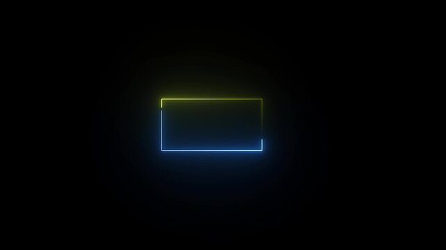 Abstract background with blue and yellow  neon lights color in border rectangle shape