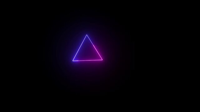 pink and blue Glowing neon triangle frame animation on black background. Glowing Triangle Frame polygon  sign animation.polygon triangle sign animation.