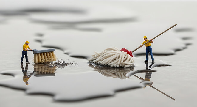 Miniature toy robot insects crawling on water surface
