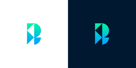 Modern 'B' Letter Logo Design with Geometric Shapes and Gradient Colors © Eunois