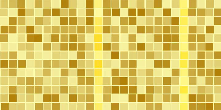 Bright geometric bathroom pattern with small square mosaic tiles in various shades of yellow
