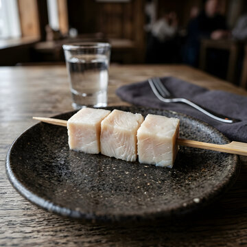 Traditional Salo Cured Pork Fatback Cubes Skewer