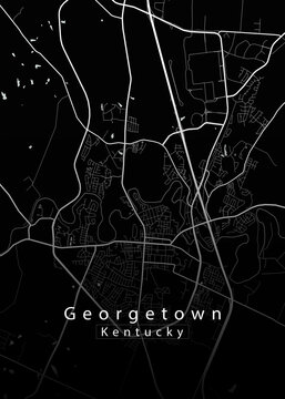 Georgetown Kentucky USA &ndash; Minimalist Black and White City Street Map Poster