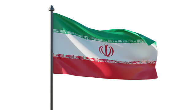Iran flag isolated on white, transparent. Iranian sign symbol waving, National Holiday celebration, 3d