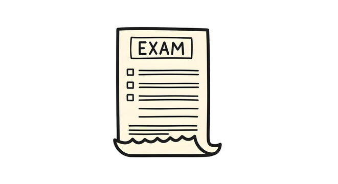 Exam paper with checkbox questions.