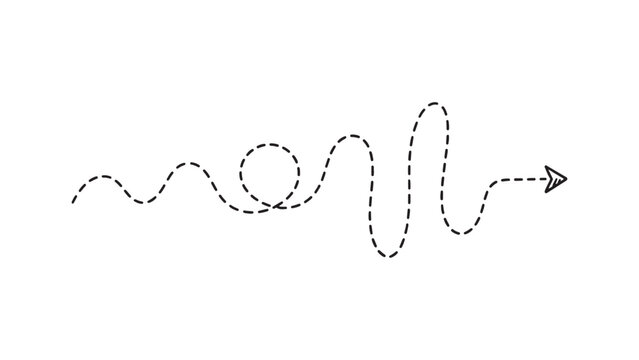 Hand drawn black squiggly line forming a winding path ending in a heart shape