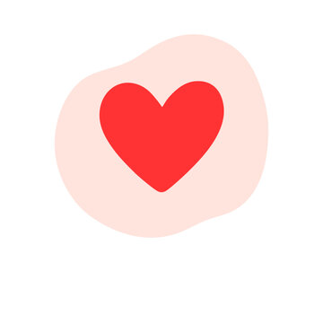Heart on organic shape sign emoji clipart cartoon doodle with red and pink vector for love thinking head chat sticker symbol design on transparent background