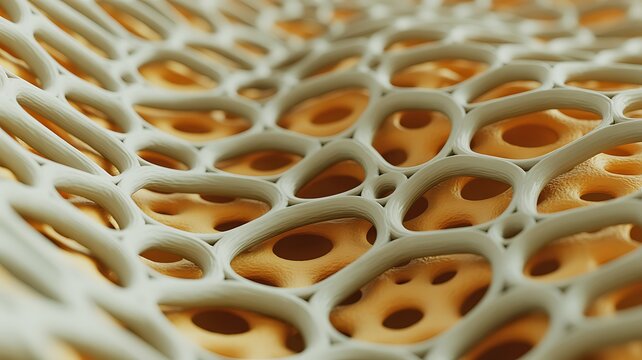 Detailed 3D render of cancellous bone structure illustrating the intricate porous network