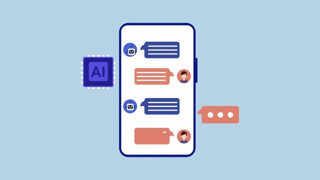 AI Chatbot Conversation on Smartphone 2d Animation with Alpha Matte
