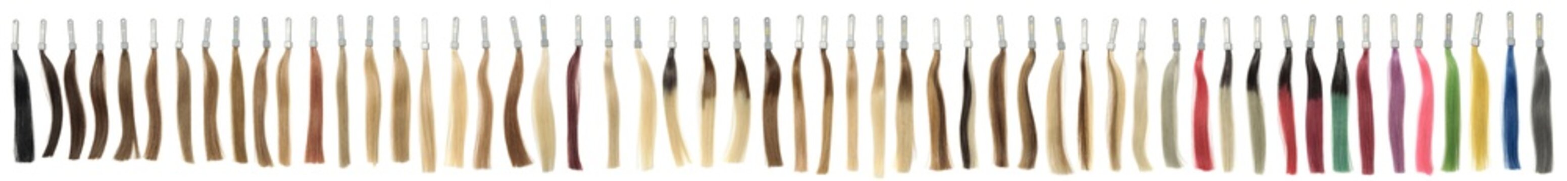 multiple colors swatch of human hair extensions