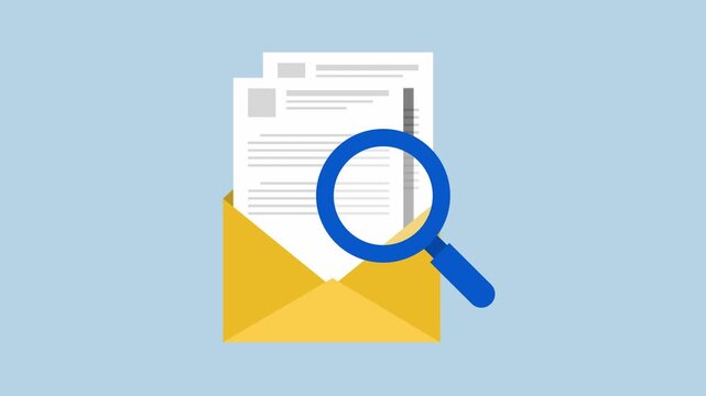 Email Document Search Icon 2d Animation with Alpha Matte